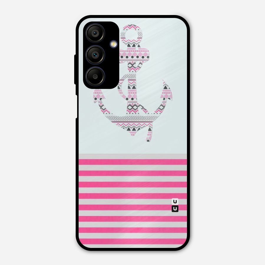Anchor Design Stripes Metal Back Case for Galaxy A15 5G