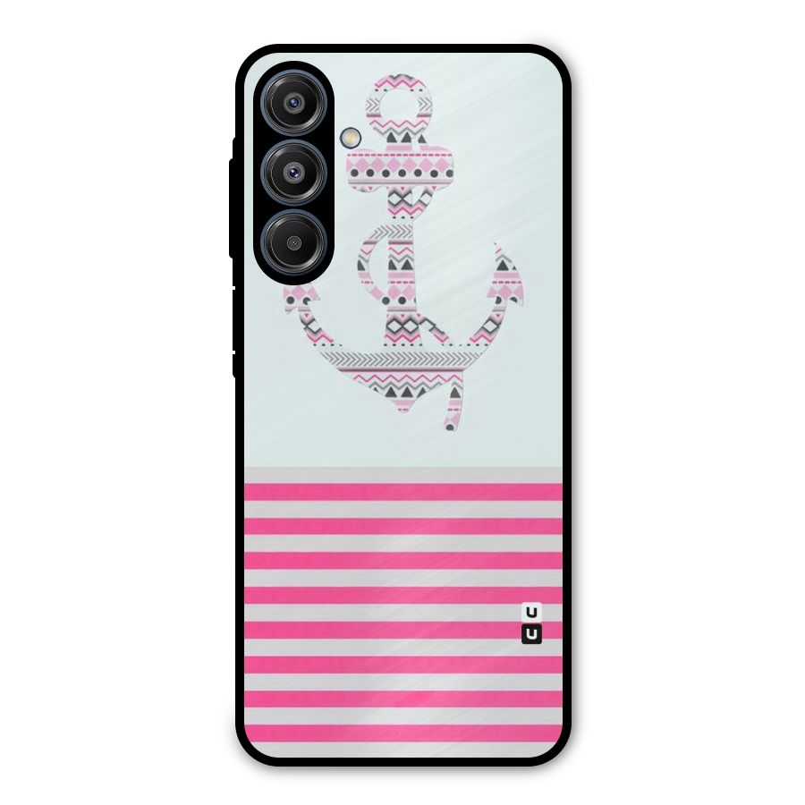 Anchor Design Stripes Metal Back Case for Galaxy A16 5G