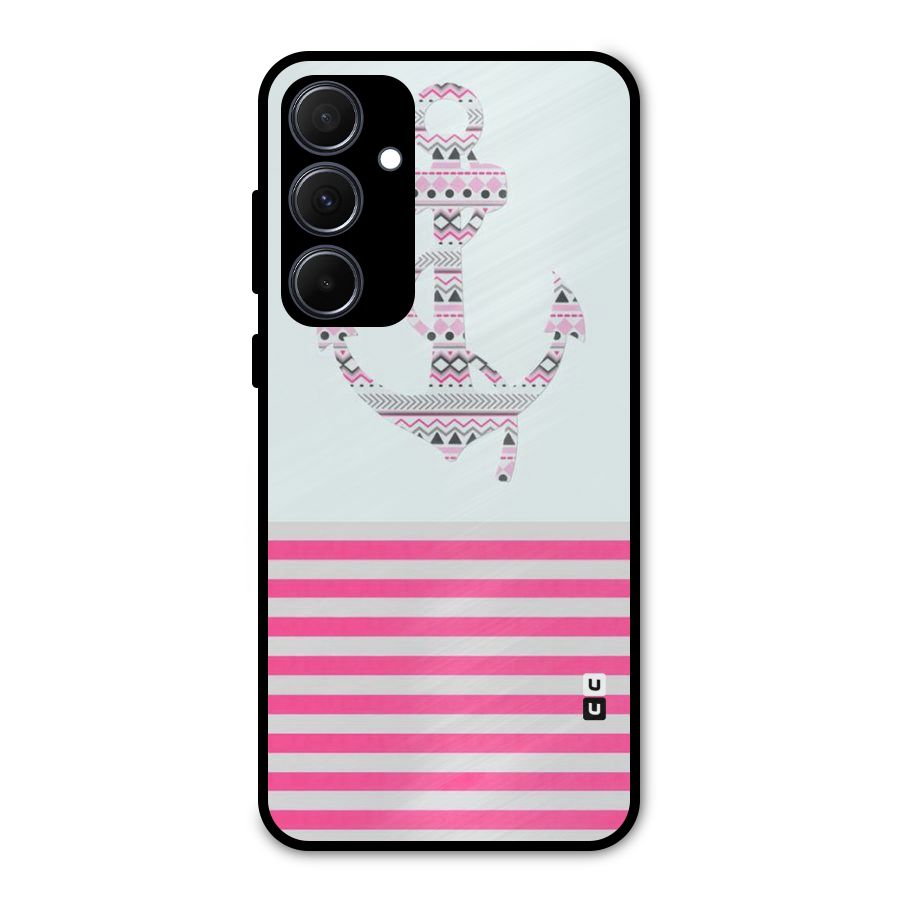 Anchor Design Stripes Metal Back Case for Galaxy A35