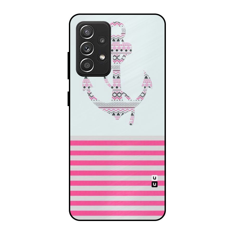 Anchor Design Stripes Metal Back Case for Galaxy A52s 5G