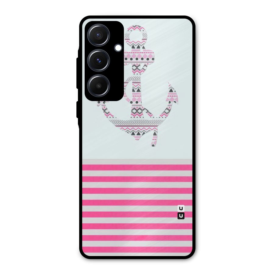 Anchor Design Stripes Metal Back Case for Galaxy A55