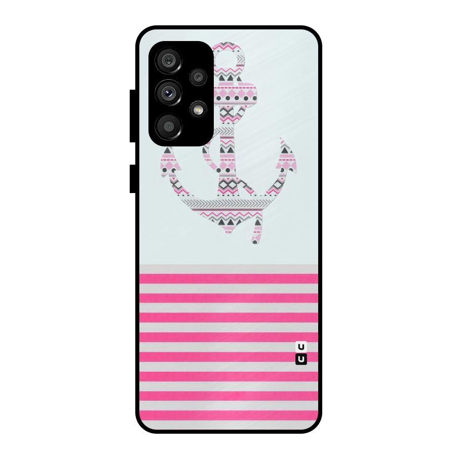 Anchor Design Stripes Metal Back Case for Galaxy A73 5G