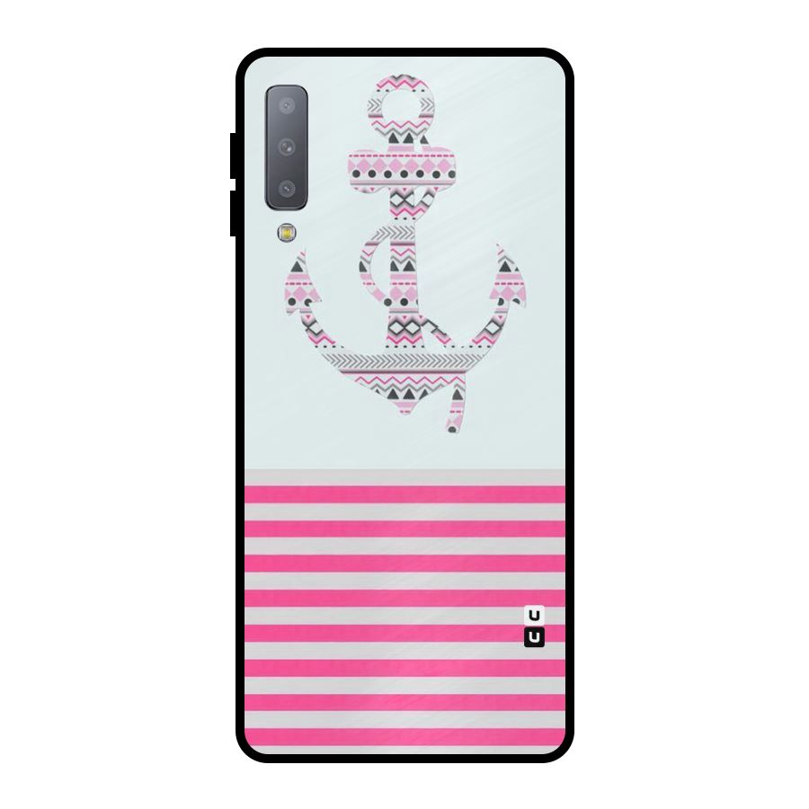 Anchor Design Stripes Metal Back Case for Galaxy A7 (2018)