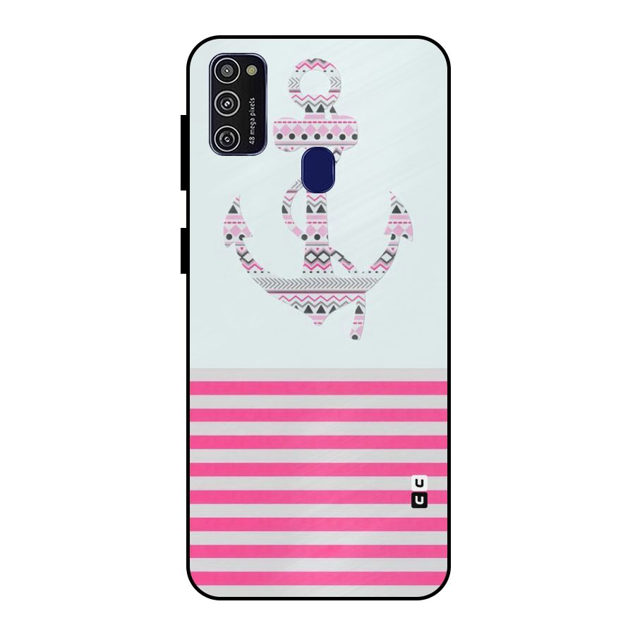 Anchor Design Stripes Metal Back Case for Galaxy M21