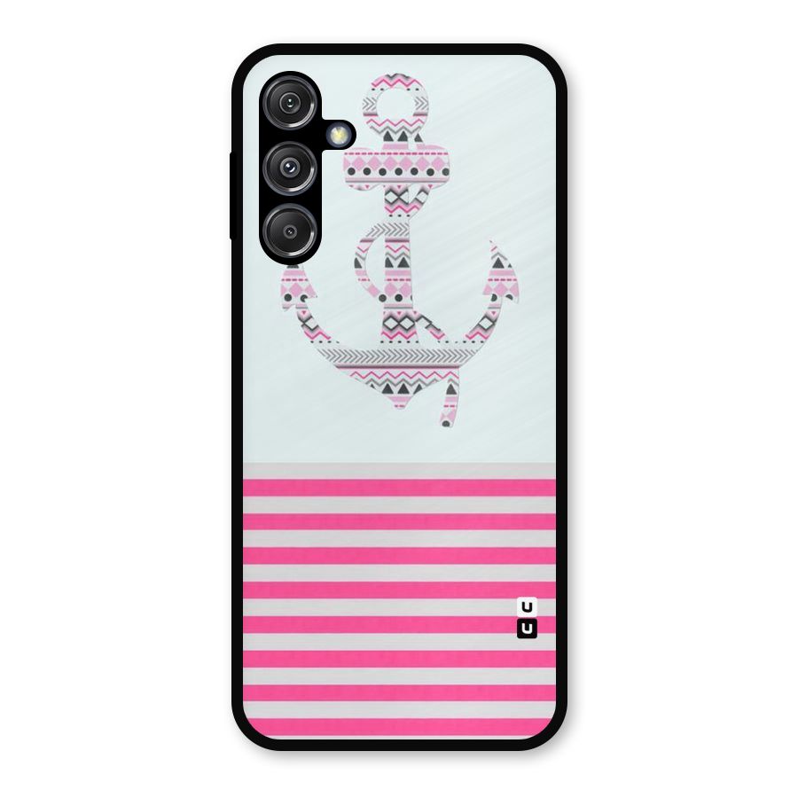 Anchor Design Stripes Metal Back Case for Galaxy M34 5G