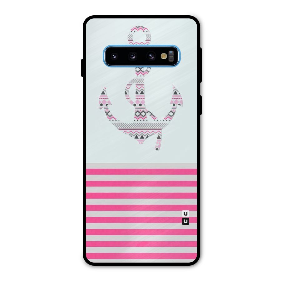 Anchor Design Stripes Metal Back Case for Galaxy S10