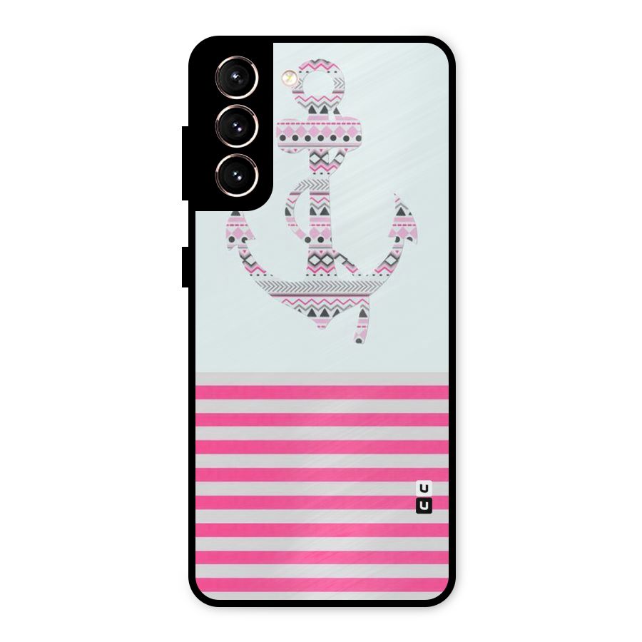 Anchor Design Stripes Metal Back Case for Galaxy S21 5G