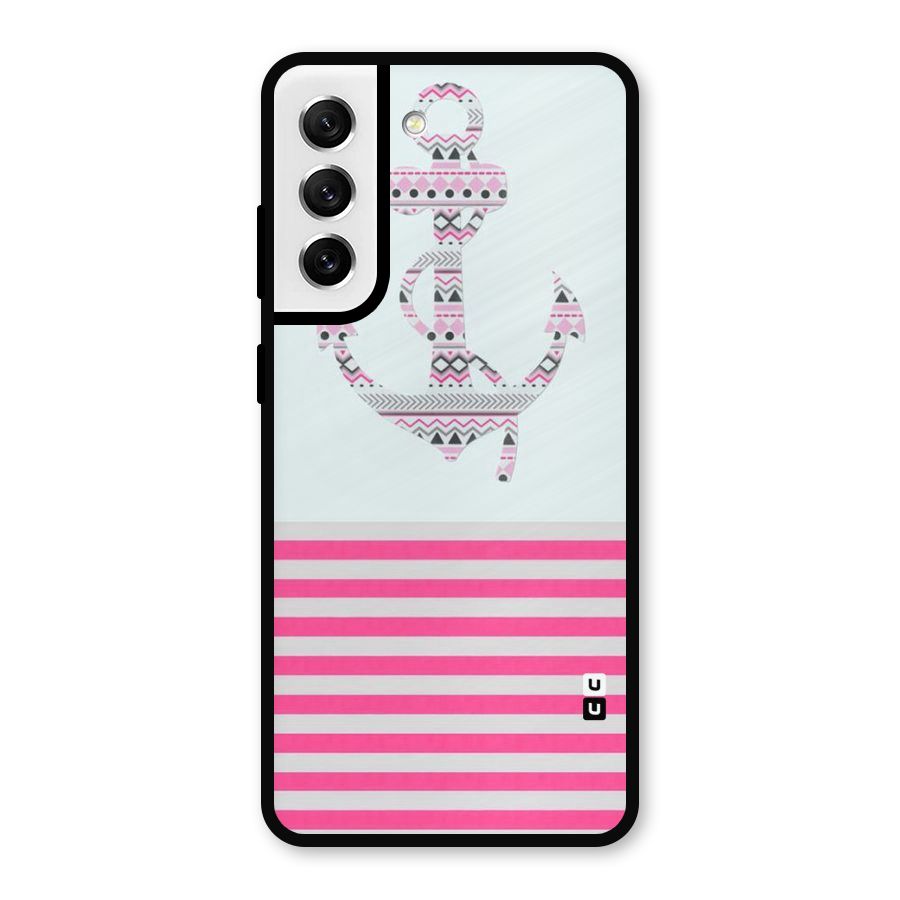 Anchor Design Stripes Metal Back Case for Galaxy S21 FE 5G
