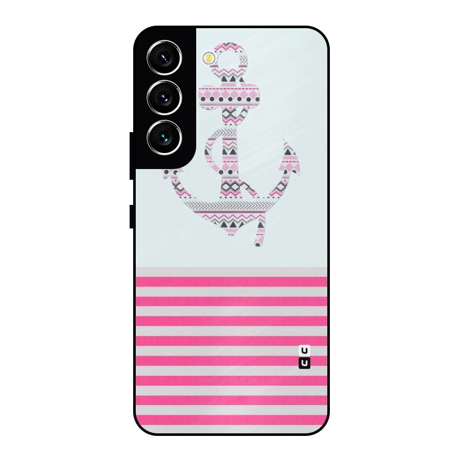 Anchor Design Stripes Metal Back Case for Galaxy S22 5G