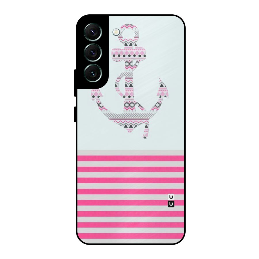Anchor Design Stripes Metal Back Case for Galaxy S22 Plus 5G