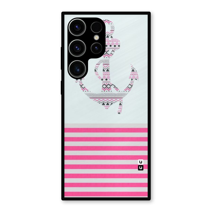 Anchor Design Stripes Metal Back Case for Galaxy S23 Ultra