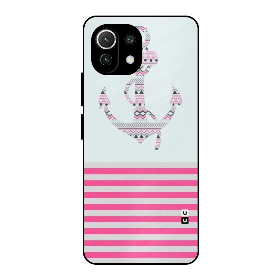 Anchor Design Stripes Metal Back Case for Mi 11 Lite NE 5G