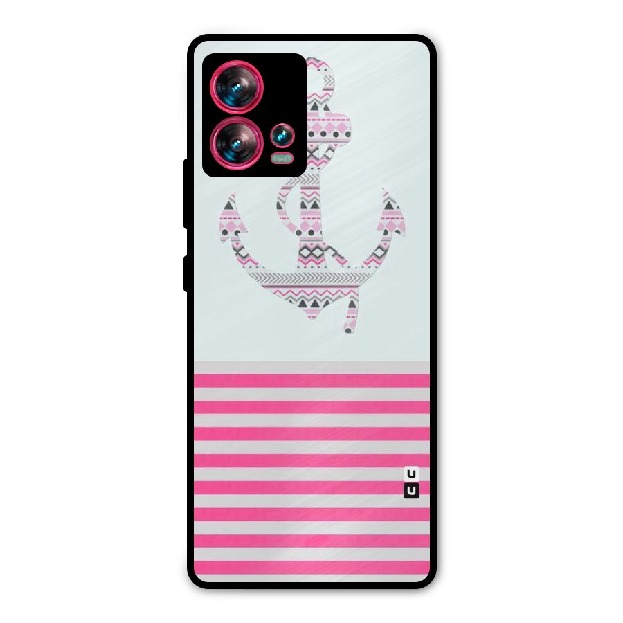 Anchor Design Stripes Metal Back Case for Motorola Edge 30 Fusion