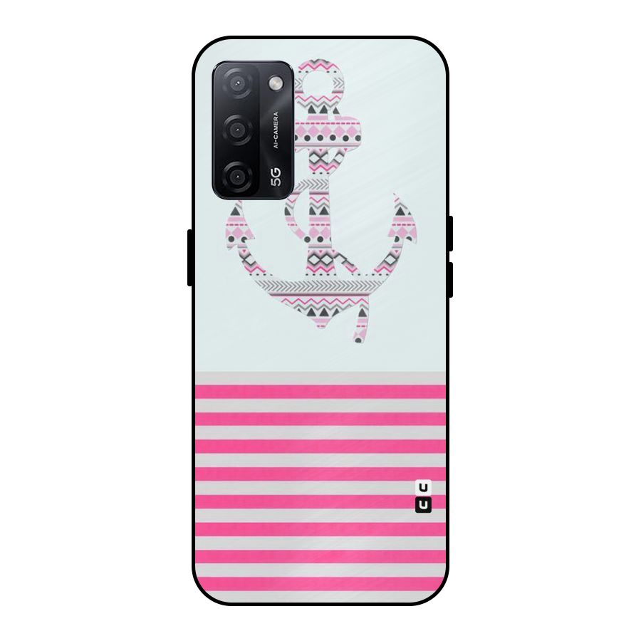 Anchor Design Stripes Metal Back Case for Oppo A53s 5G