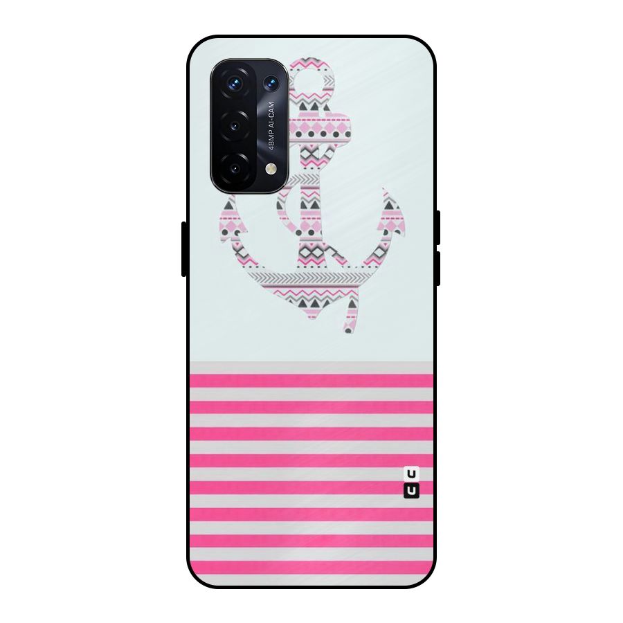 Anchor Design Stripes Metal Back Case for Oppo A74 5G