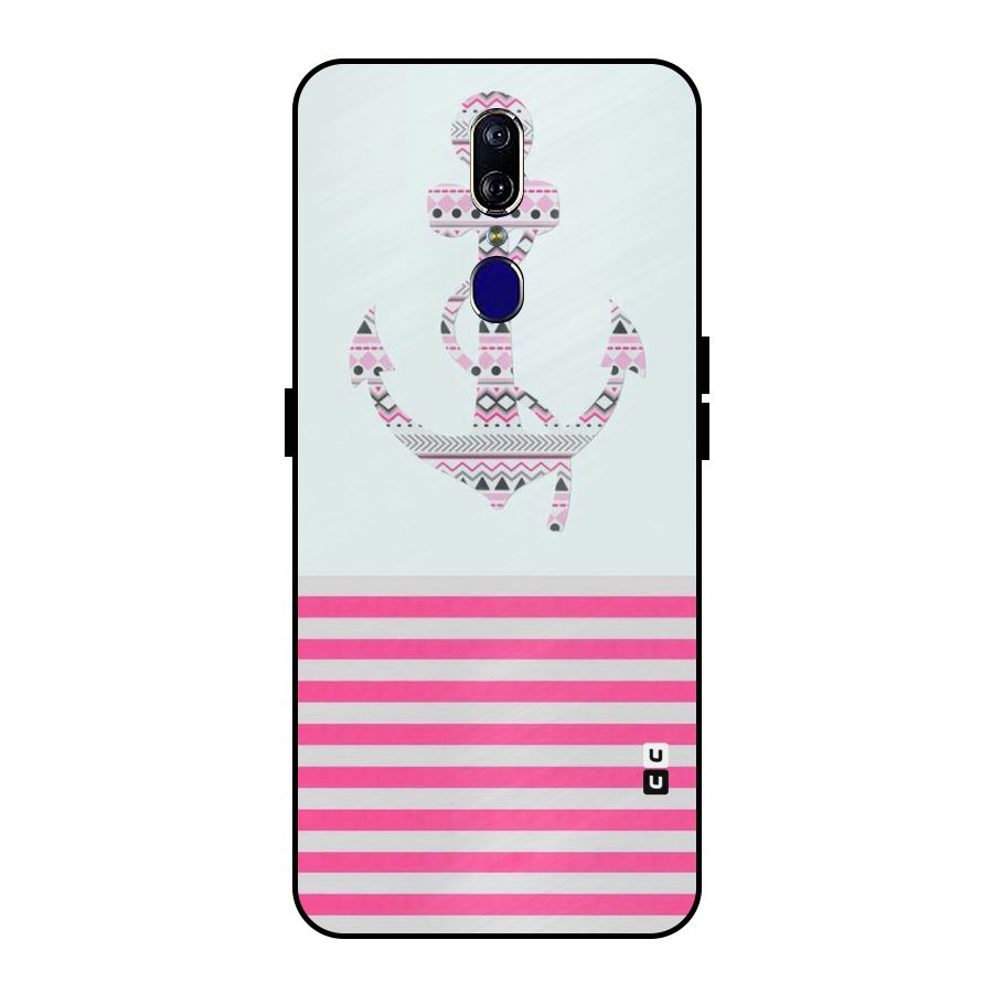Anchor Design Stripes Metal Back Case for Oppo F11