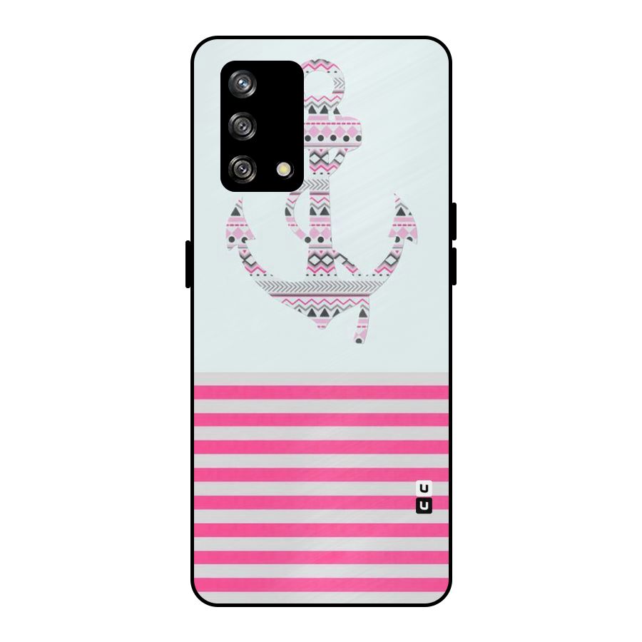 Anchor Design Stripes Metal Back Case for Oppo F19