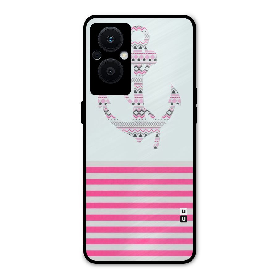 Anchor Design Stripes Metal Back Case for Oppo F21 Pro 5G
