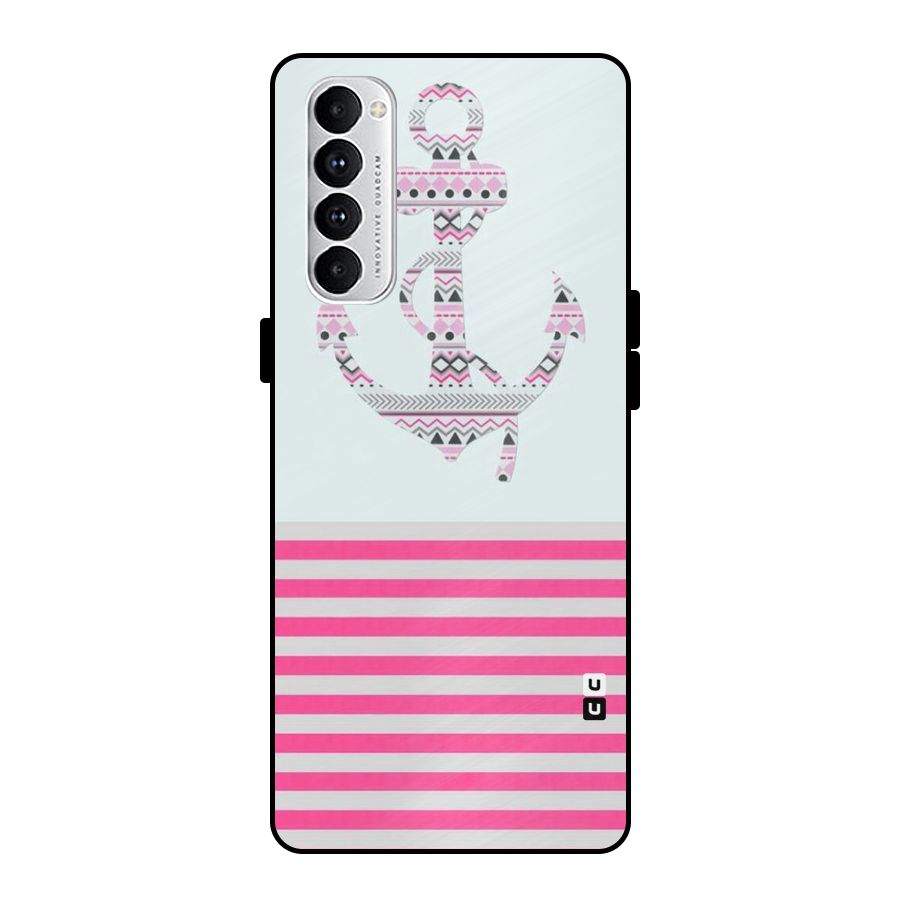 Anchor Design Stripes Metal Back Case for Oppo Reno4 Pro