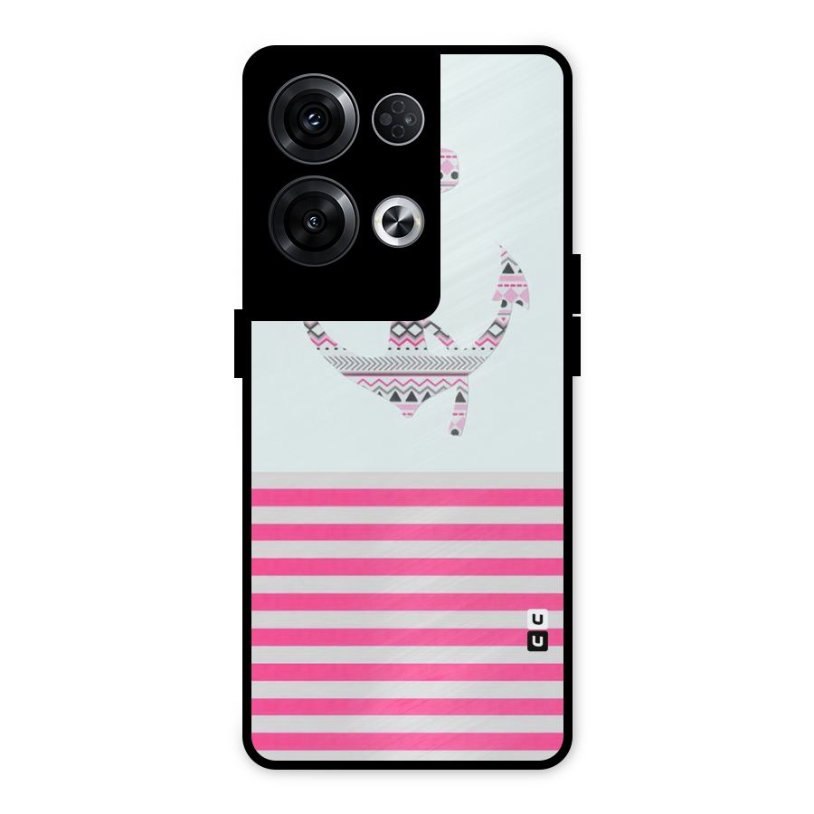 Anchor Design Stripes Metal Back Case for Oppo Reno8 Pro 5G
