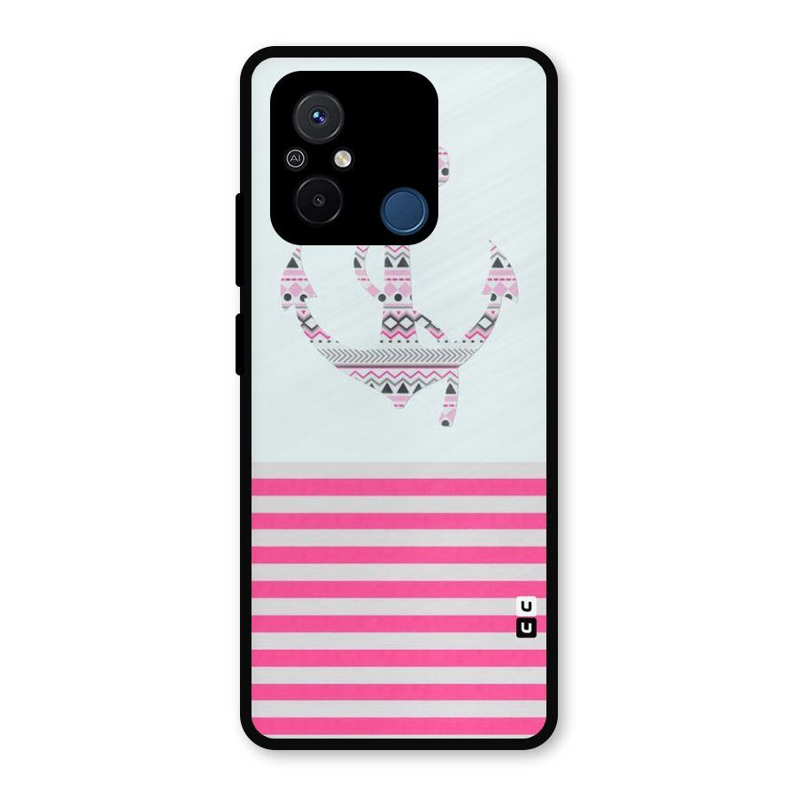 Anchor Design Stripes Metal Back Case for Poco C55