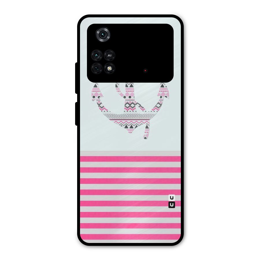 Anchor Design Stripes Metal Back Case for Poco M4 Pro 4G