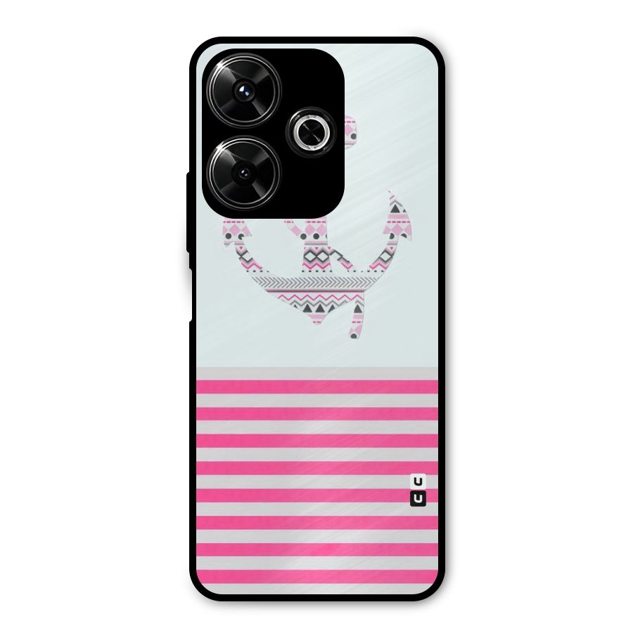 Anchor Design Stripes Metal Back Case for Poco M6 Plus