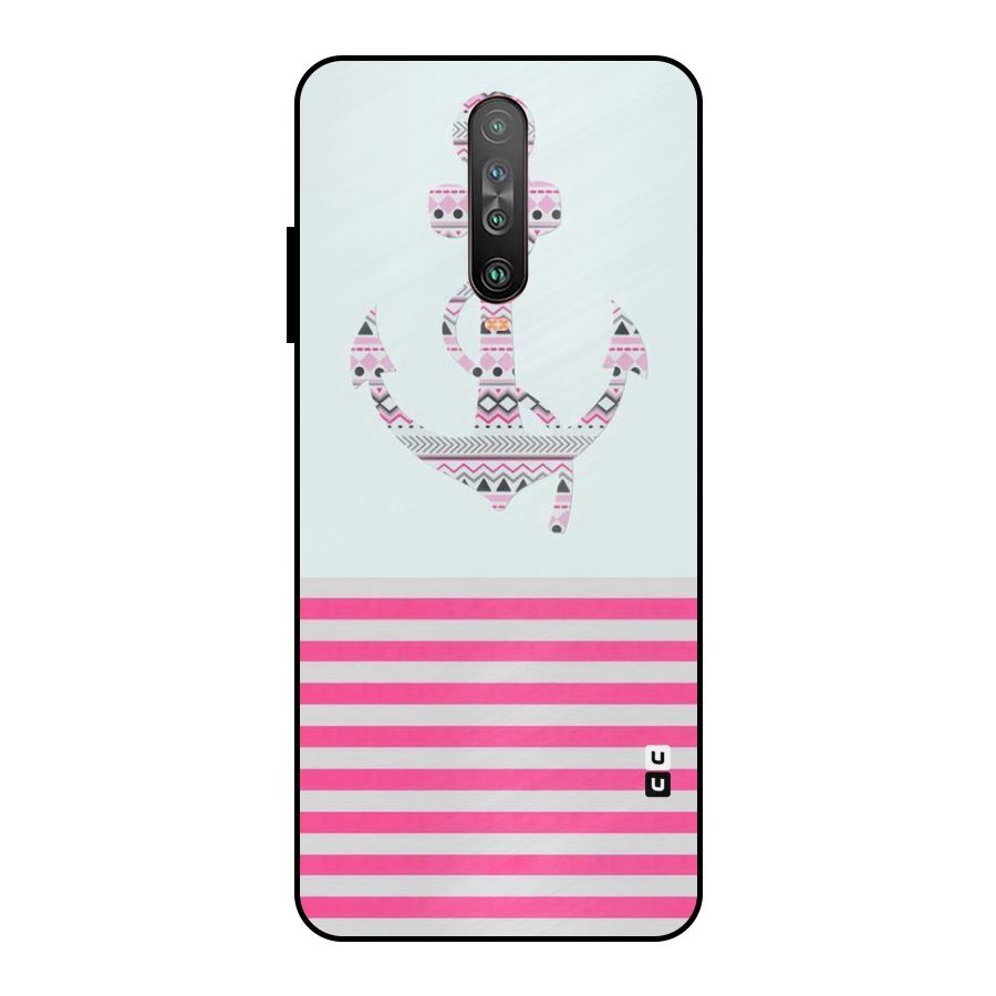 Anchor Design Stripes Metal Back Case for Poco X2