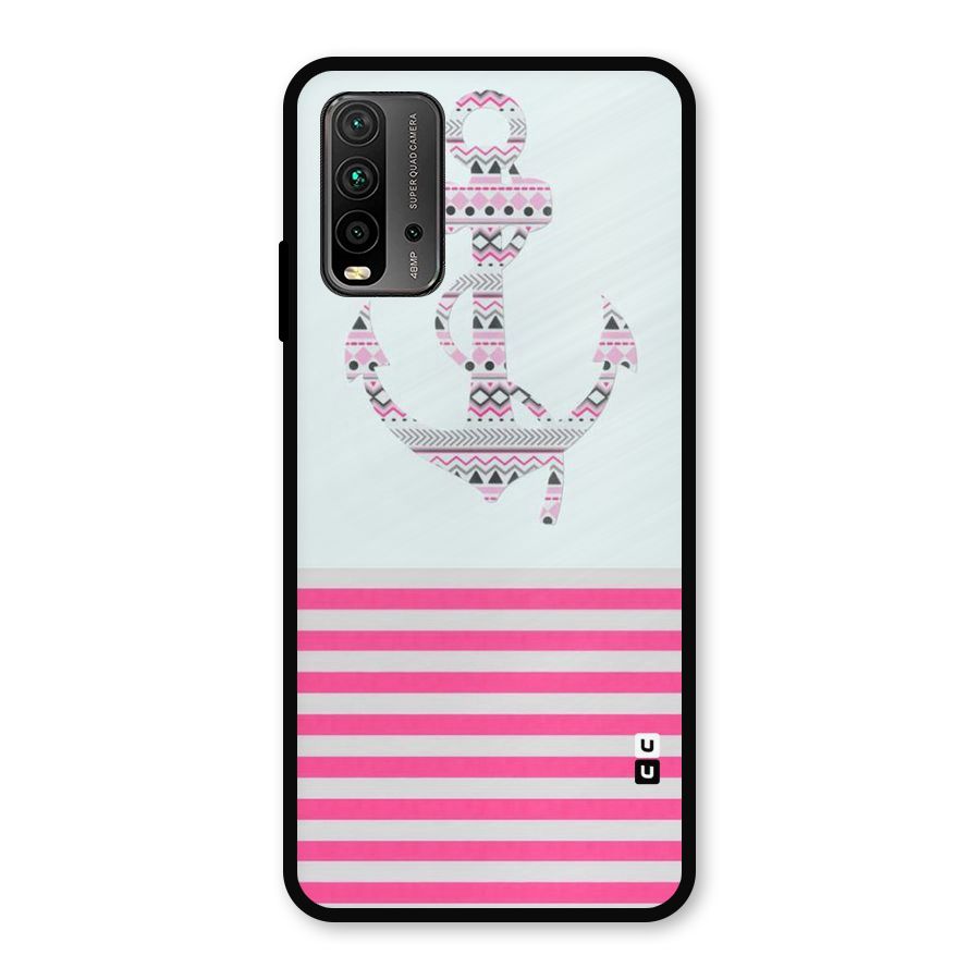 Anchor Design Stripes Metal Back Case for Redmi 9 Power