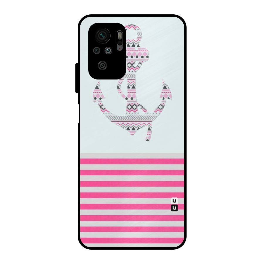 Anchor Design Stripes Metal Back Case for Redmi Note 10