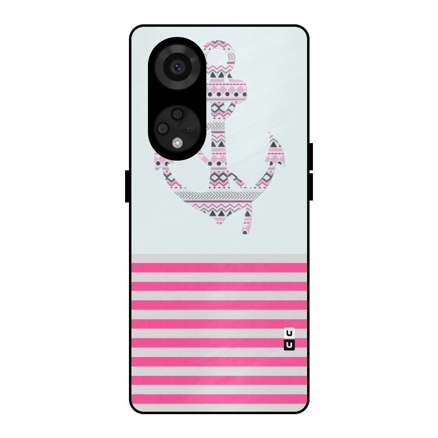 Anchor Design Stripes Metal Back Case for Reno8 T 5G