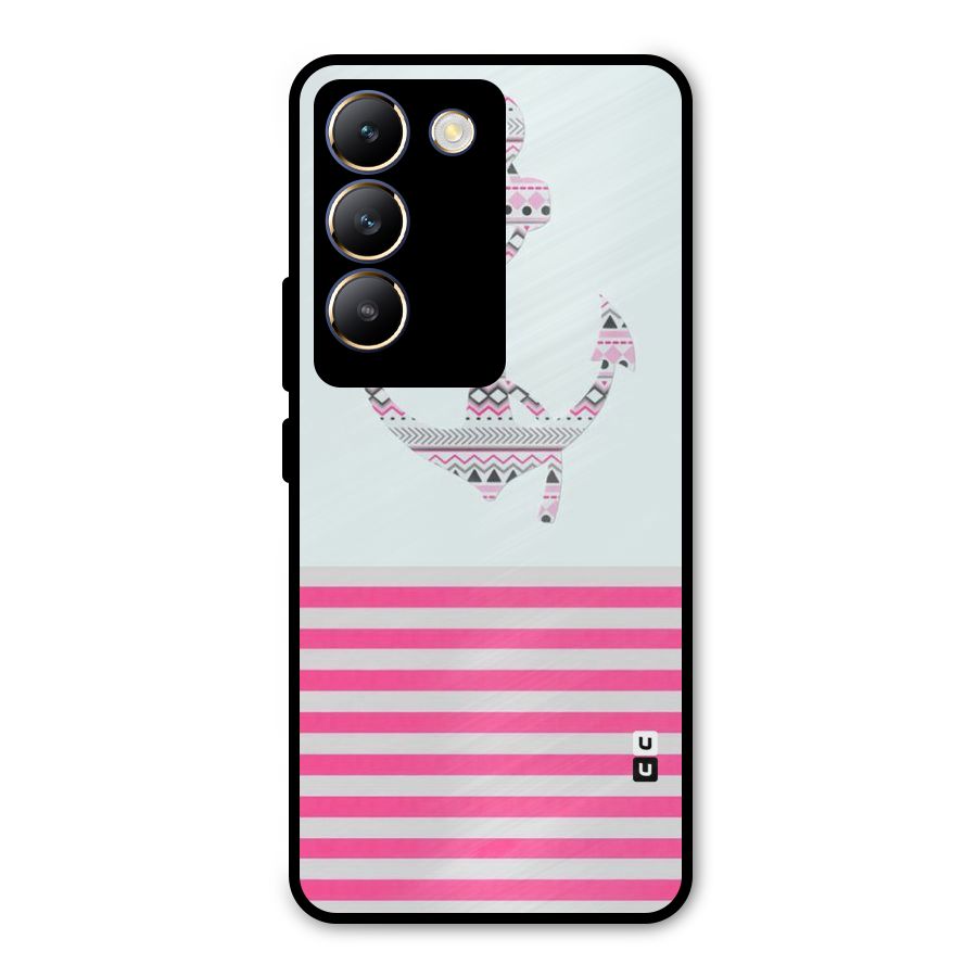 Anchor Design Stripes Metal Back Case for Vivo T3 5G