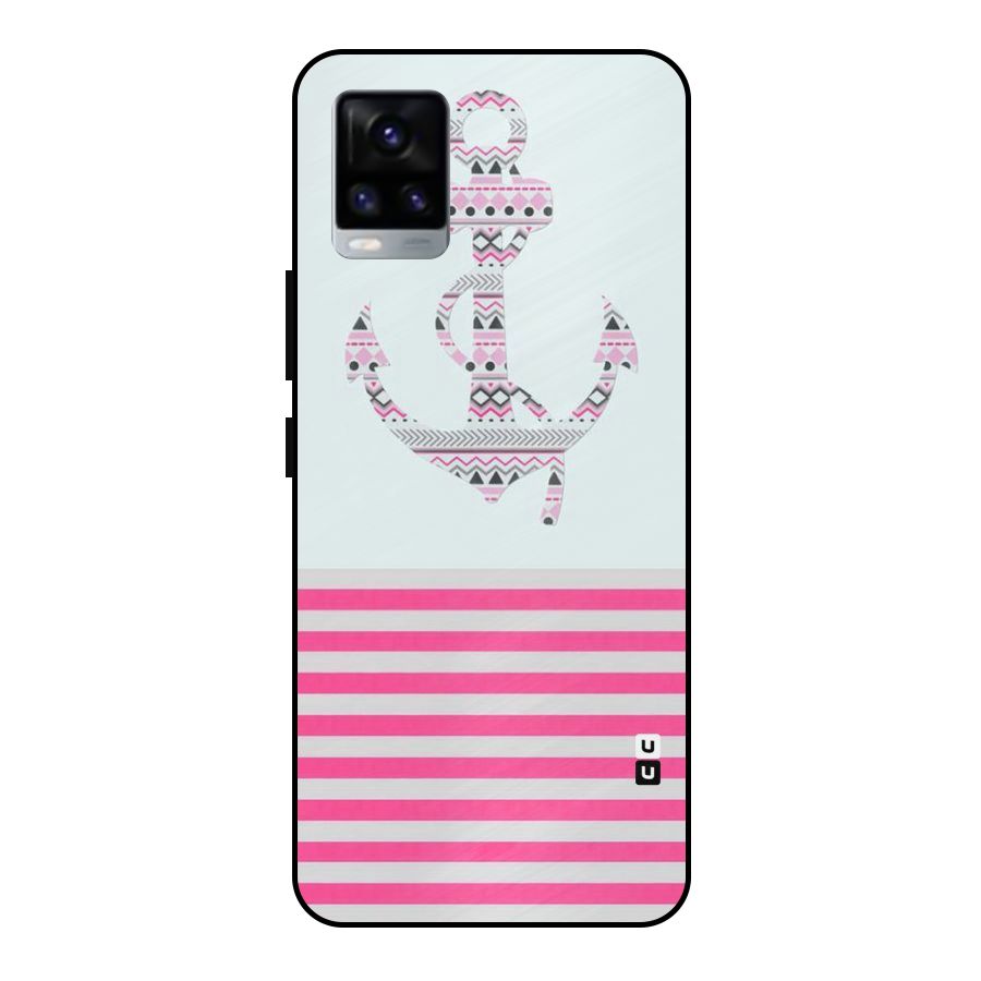 Anchor Design Stripes Metal Back Case for Vivo V20 2021