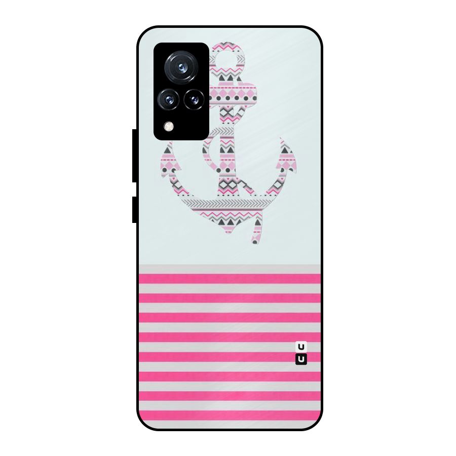 Anchor Design Stripes Metal Back Case for Vivo V21 5G