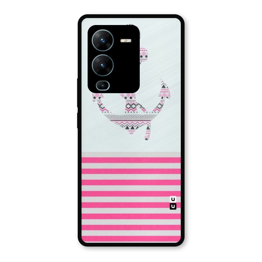 Anchor Design Stripes Metal Back Case for Vivo V25 Pro