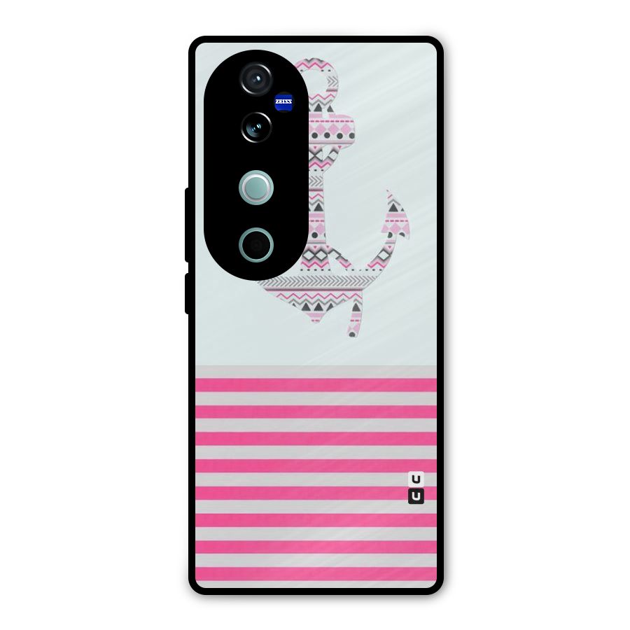 Anchor Design Stripes Metal Back Case for Vivo V40