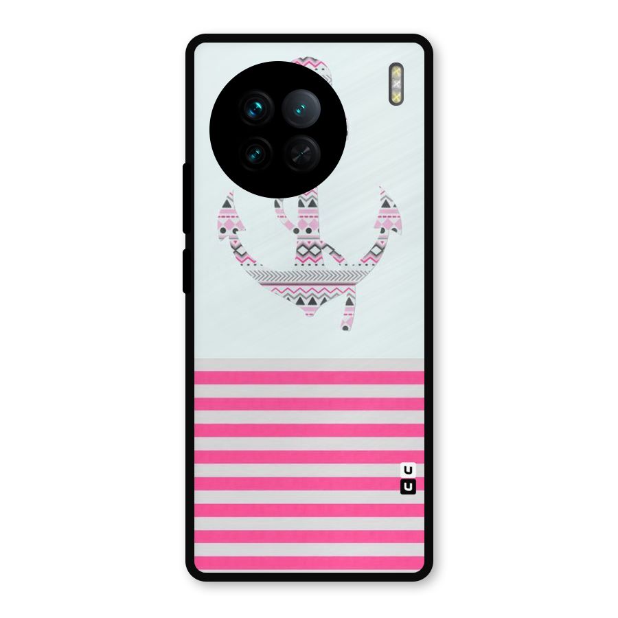 Anchor Design Stripes Metal Back Case for Vivo X90