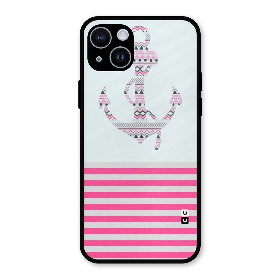 Anchor Design Stripes Metal Back Case for iPhone 14