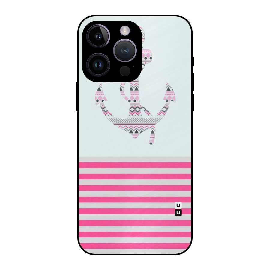 Anchor Design Stripes Metal Back Case for iPhone 14 Pro Max