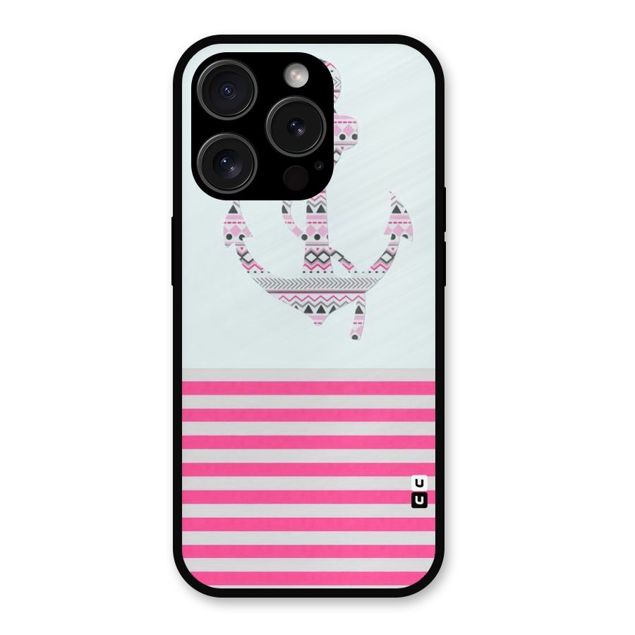 Anchor Design Stripes Metal Back Case for iPhone 15 Pro