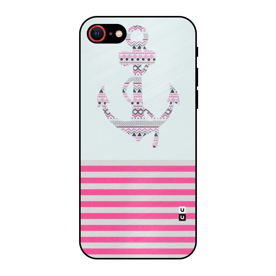Anchor Design Stripes Metal Back Case for iPhone SE 2020
