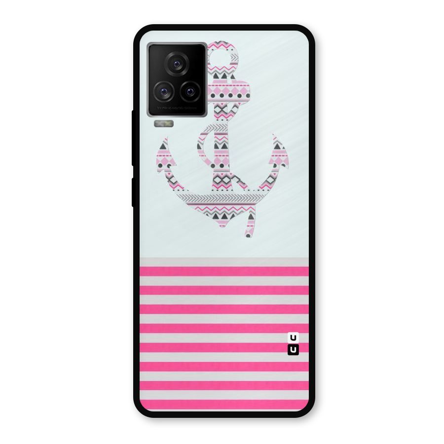 Anchor Design Stripes Metal Back Case for iQOO 7 Legend 5G