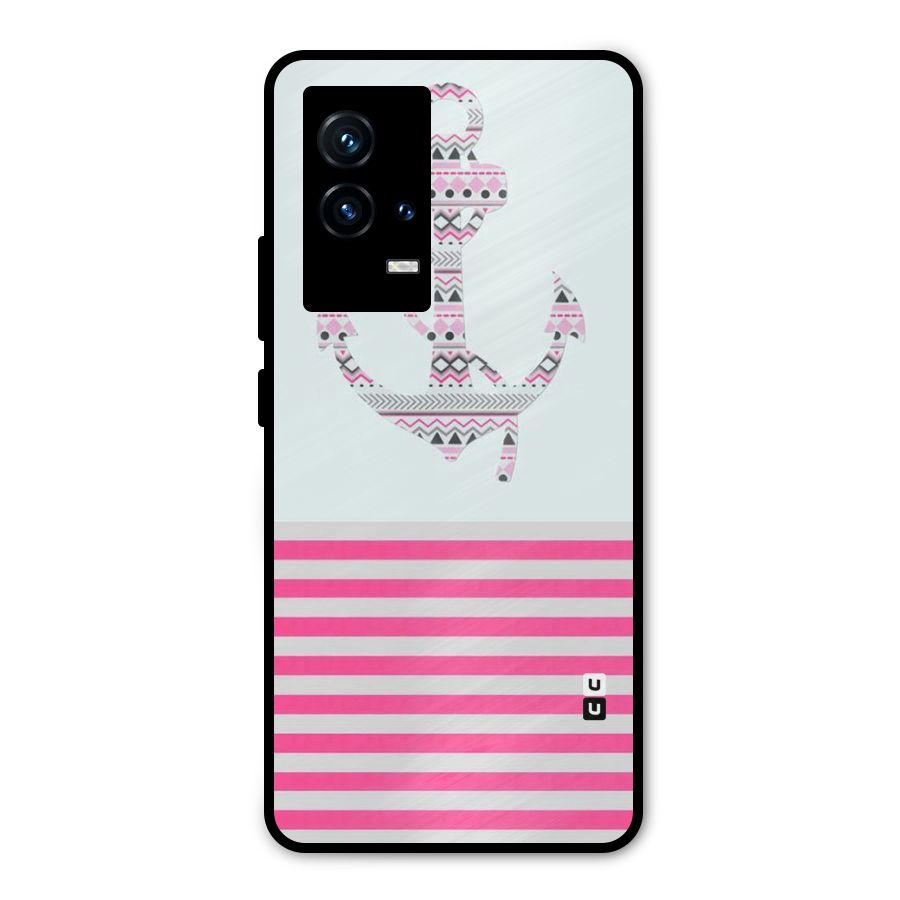 Anchor Design Stripes Metal Back Case for iQOO 9 5G