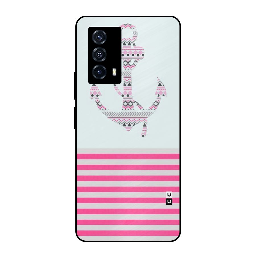 Anchor Design Stripes Metal Back Case for iQOO Z5