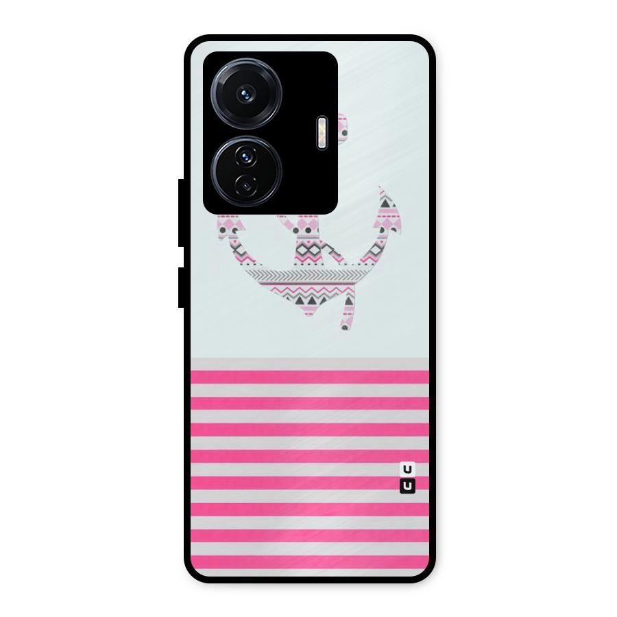 Anchor Design Stripes Metal Back Case for iQOO Z6