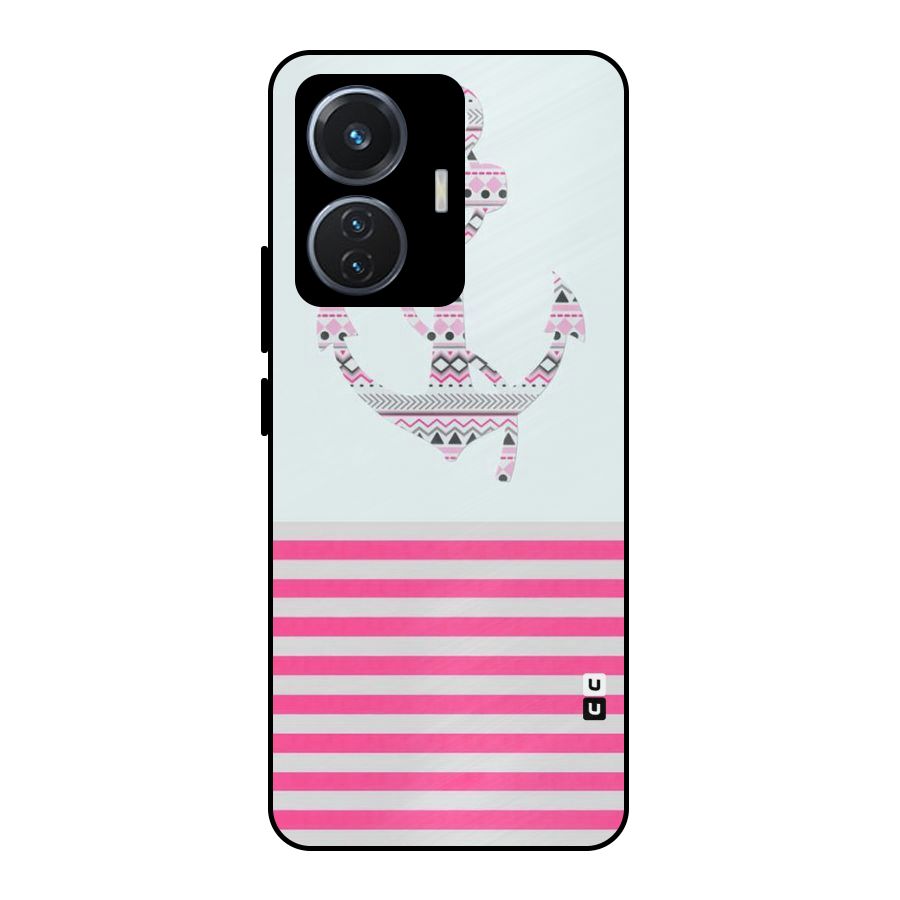 Anchor Design Stripes Metal Back Case for iQOO Z6 44W