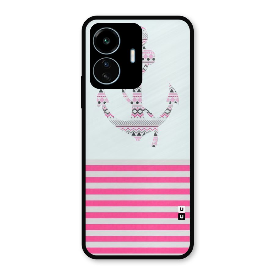 Anchor Design Stripes Metal Back Case for vivo iQOO Z6 Lite 5G