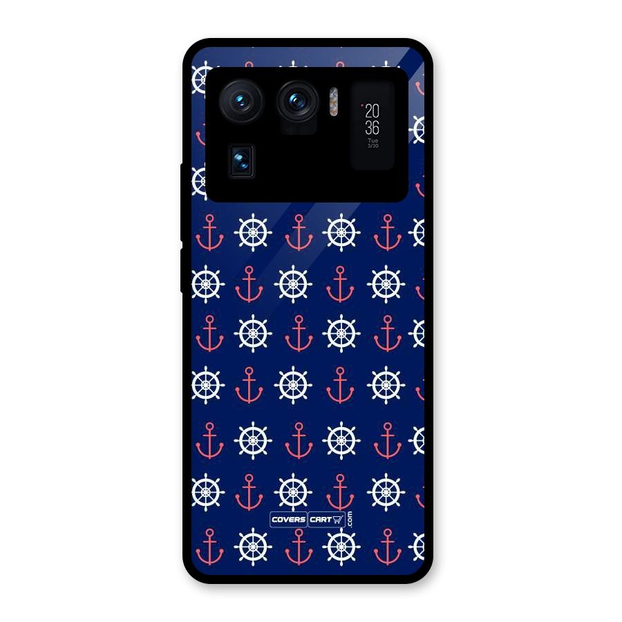 Anchor Pattern Blue Glass Back Case for Mi 11 Ultra