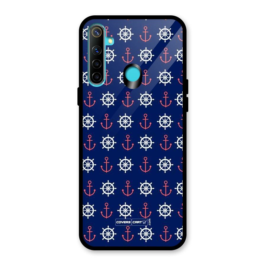 Anchor Pattern Blue Glass Back Case for Realme Narzo 10