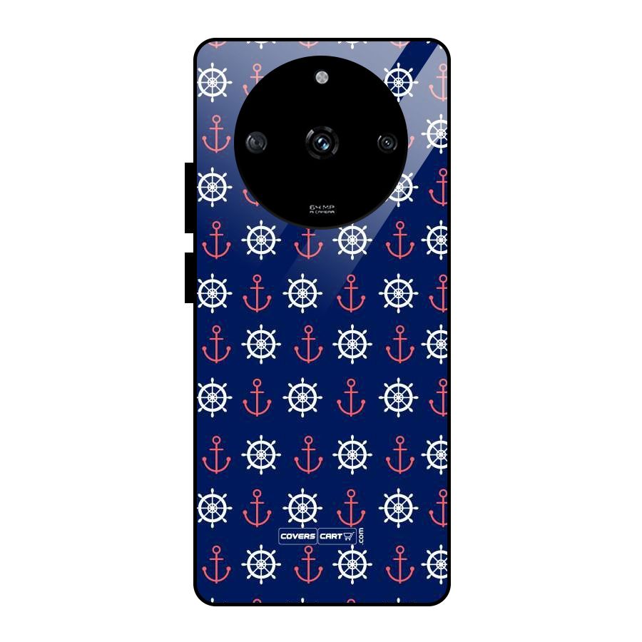 Anchor Pattern Blue Glass Back Case for Realme Narzo 60 5G
